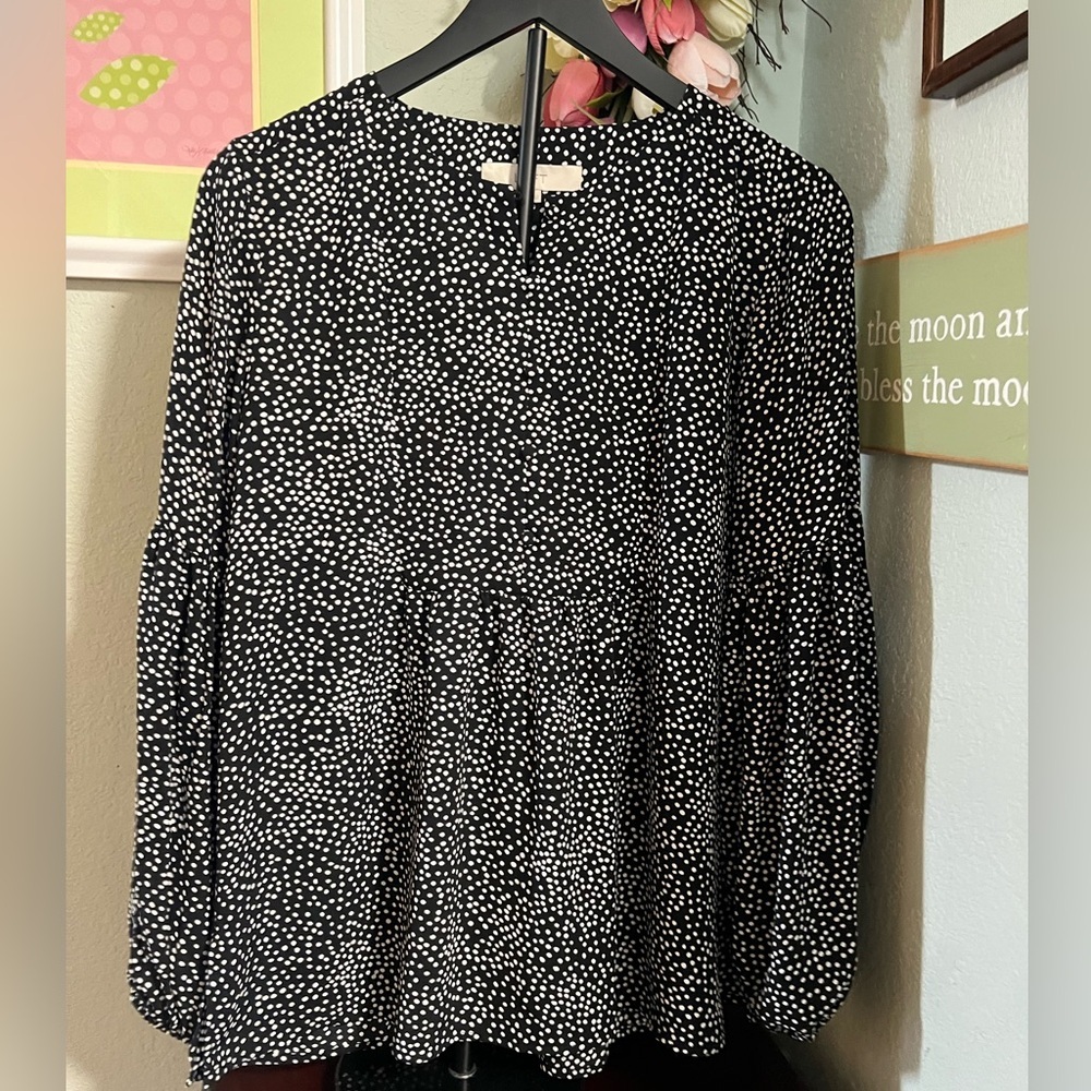 Talbots Black and White Polka Dot Blouse #071